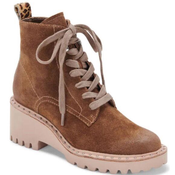 Dolce Vita Shoes - New Hinto Studded Lace-Up Bootie DOLCE VITA Dk Brown Suede 10 M